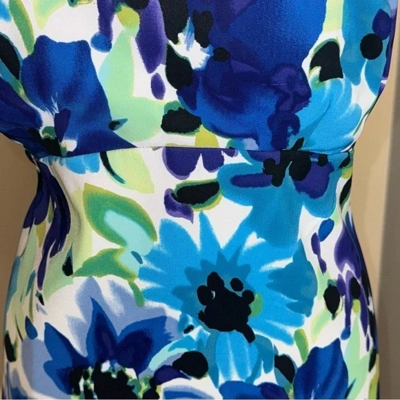 DressBarn Blue Purple Green Floral Shift Dress Size 16 - Picture 8 of 11